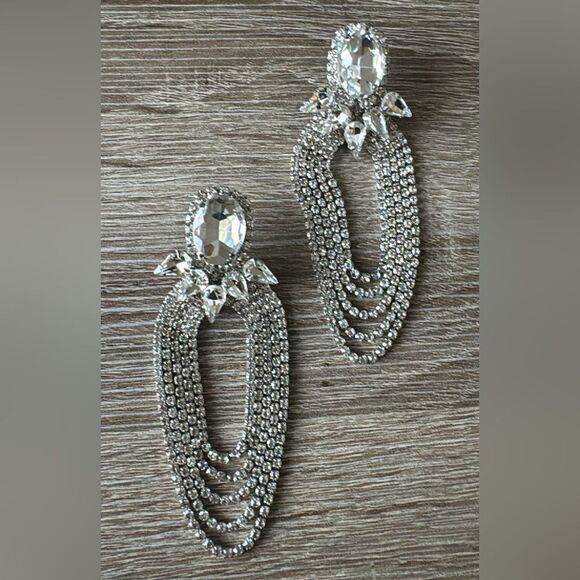 Rhinestones statement earrings A266 - Picture 3 of 4